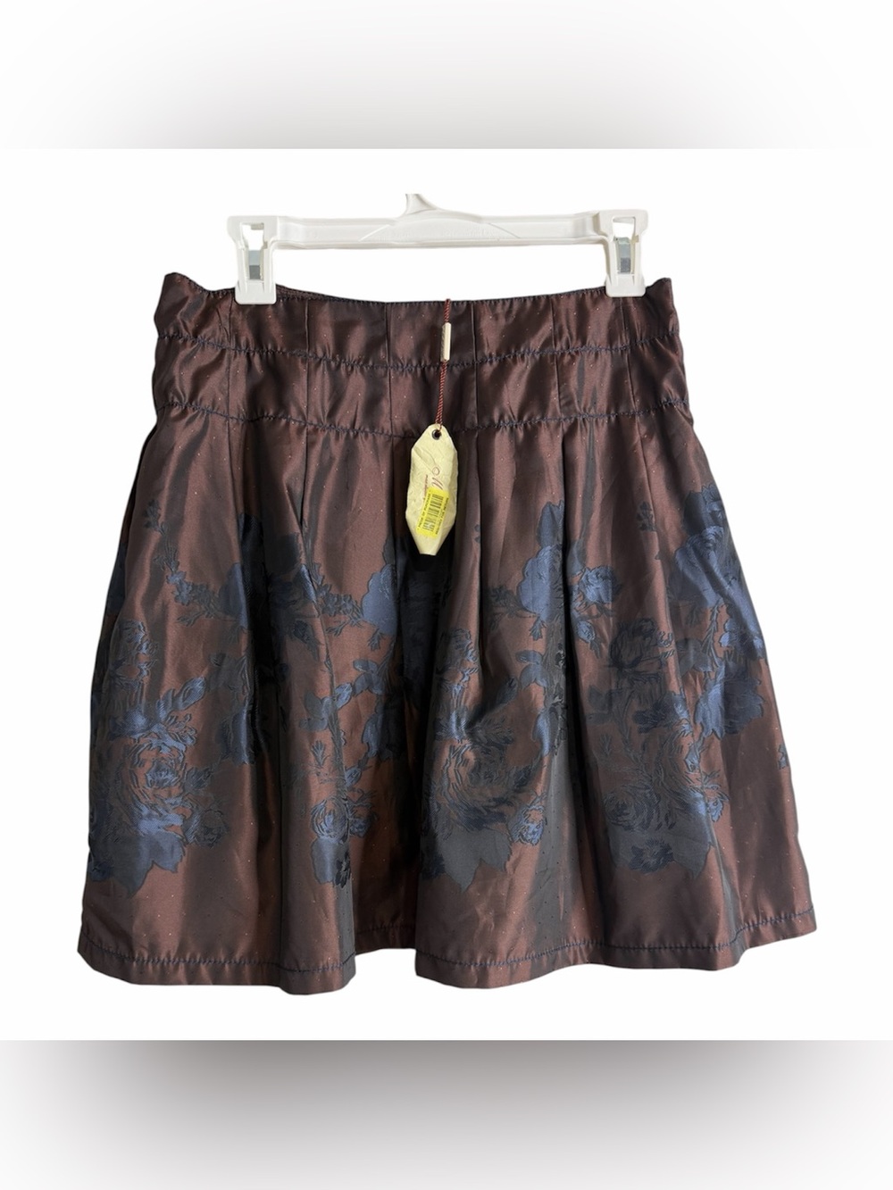Max Studio Jacquard Floral Skirt Brown Size Small Metallic VTG boho Flared - Picture 1 of 7